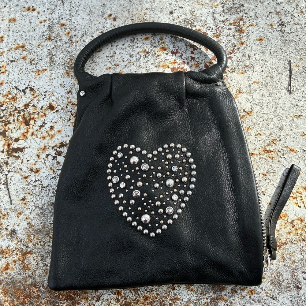 Brighton Black Studded Heart Women's Clutch